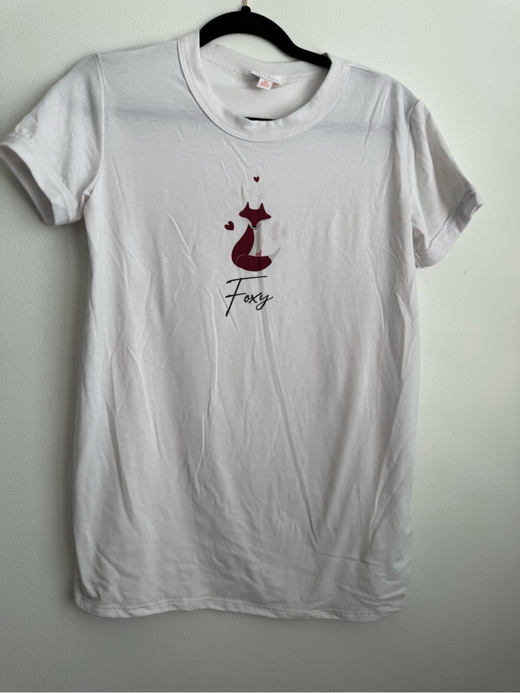Lularoe White Tee With Burgundy Fox Graphic